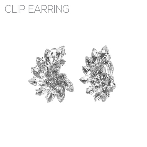 SILVER CLIP ON EARRINGS CLUSTER ( 26183 CECRS )
