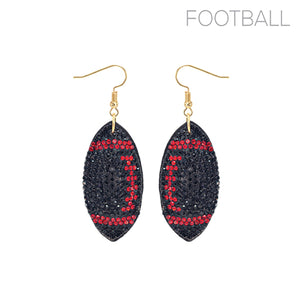 GOLD BLACK RED FOOTBALL EARRINGS ( 26690 JTLSIG )