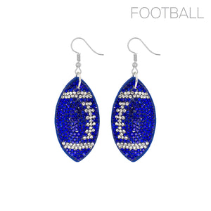 SILVER BLUE CLEAR STONE FOOTBALL EARRINGS ( 26690 SAR )