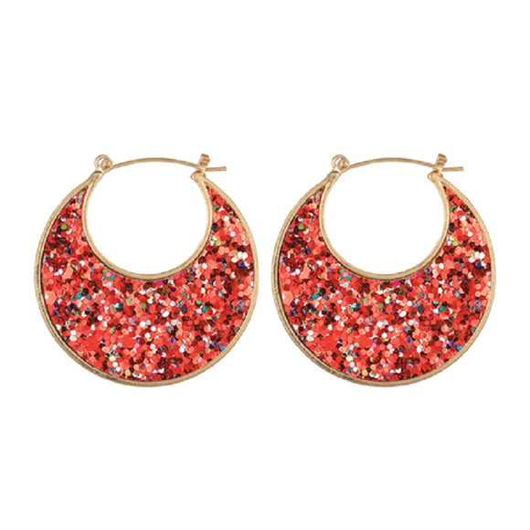 GOLD RED SEQUIN EARRINGS ( 27491 SIG )