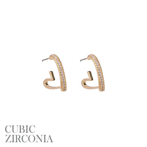 GOLD HEART EARRINGS CLEAR CZ STONES ( 27771 VCRG )