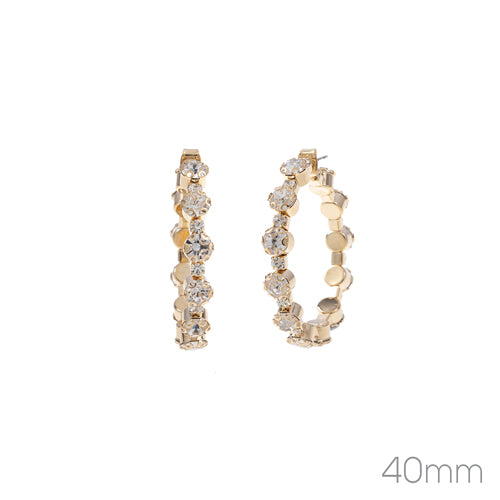 HOOP EARRINGS CLEAR STONES ( 27904 40CRG )