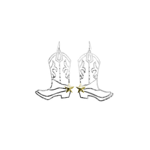 SILVER COWBOY BOOT EARRINGS ( 28029 R )