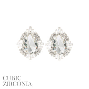 RHINESTONE TEARDROP EARRINGS CZ STONES ( 28119 CRS )