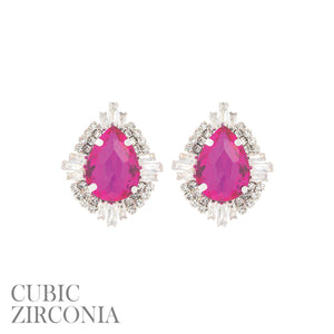 RHINESTONE TEARDROP EARRINGS CZ STONES ( 28119 FUS )