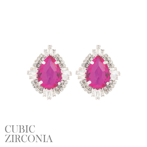 RHINESTONE TEARDROP EARRINGS CZ STONES ( 28119 FUS )