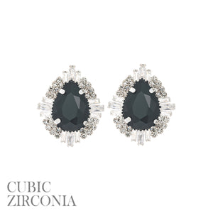 RHINESTONE TEARDROP EARRINGS CZ STONES ( 28119 JT )