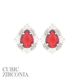 RHINESTONE TEARDROP EARRINGS CZ STONES ( 28119 LSIS )