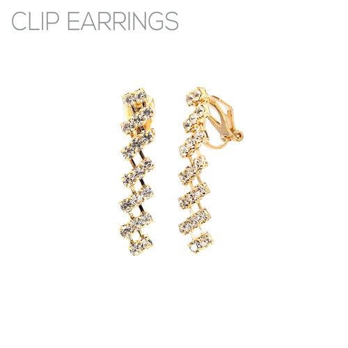 GOLD DIAGONAL CLIP EARRINGS ( 28120 CECRG )