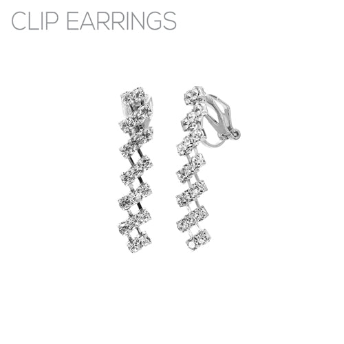 SILVER DIAGONAL CLIP EARRINGS ( 28120 CECRS )