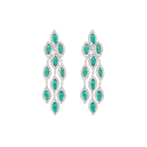 DANGLING EARRINGS GREEN STONES ( 28149 EMS )