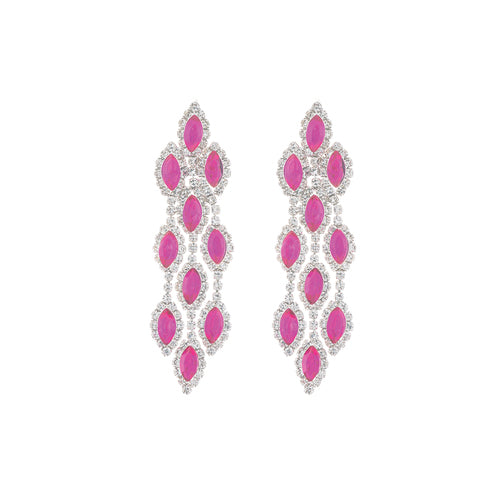 DANGLING EARRINGS FUCHSIA STONES ( 28149 FUS )