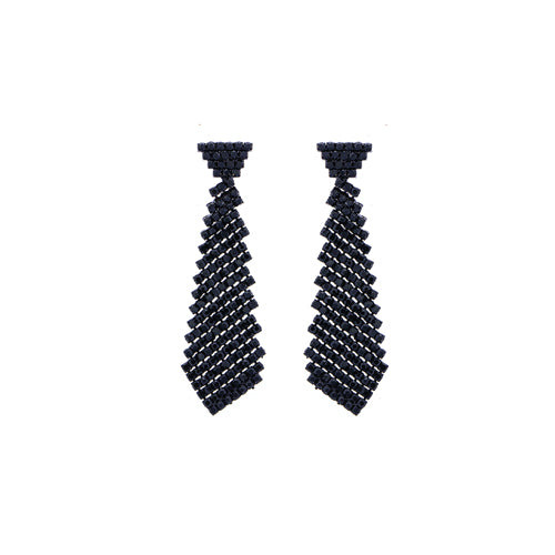 BLACK TIE EARRINGS BLACK STONES ( 28158 JTJT )