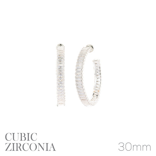 30mm BAGUETTE HOOP EARRINGS ( 28174 30CRS )