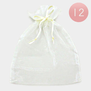 5.5" x 6.5" CREAM Organza Gift Bag 12 Pieces L - Ohmyjewelry.com