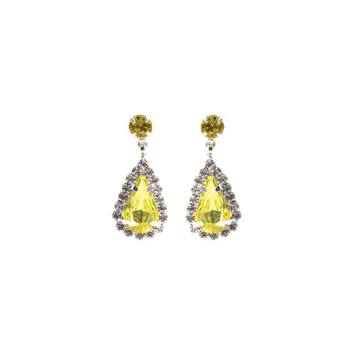 SILVER EARRINGS CLEAR YELLOW STONES ( 28226 CI-S )