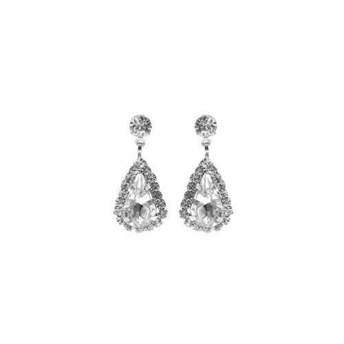 SILVER EARRINGS CLEAR STONES ( 28226 CRS )