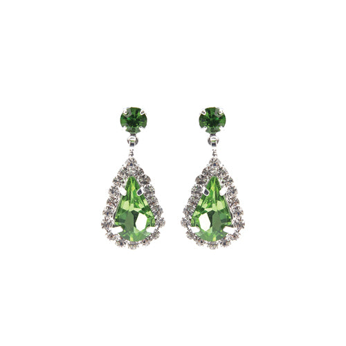 SILVER EARRINGS CLEAR GREEN STONES ( 28226 PES )