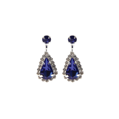 SILVER EARRINGS CLEAR BLUE STONES ( 28226 SAS )