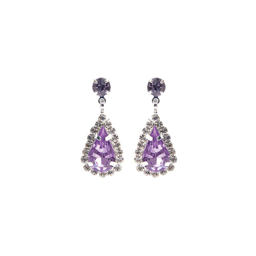 SILVER EARRINGS CLEAR VIOLET STONES ( 28226 VIS )