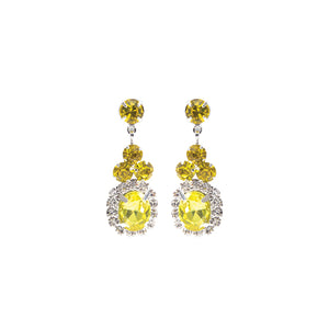 SILVER EARRINGS YELLOW CLEAR STONES ( 28228 CIS )