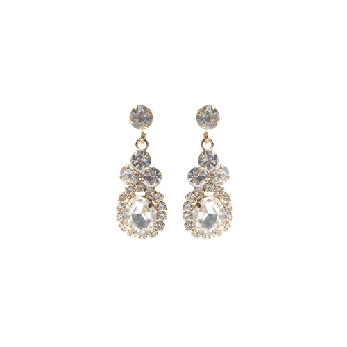 GOLD EARRINGS CLEAR STONES ( 28228 CRG )