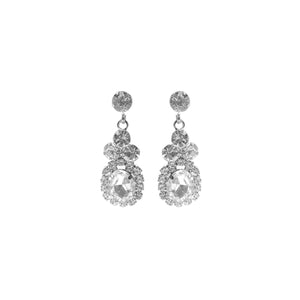 SILVER EARRINGS CLEAR STONES ( 28228 CRS )