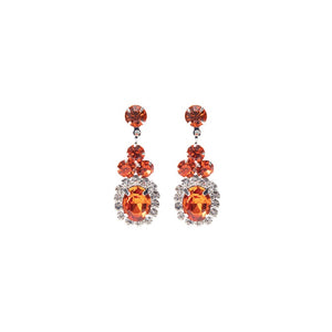 SILVER EARRINGS CLEAR ORANGE STONES ( 28228 HYS )