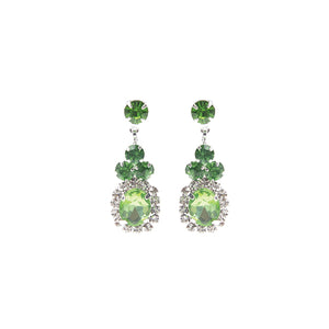 SILVER EARRINGS CLEAR GREEN STONES ( 28228 PES )