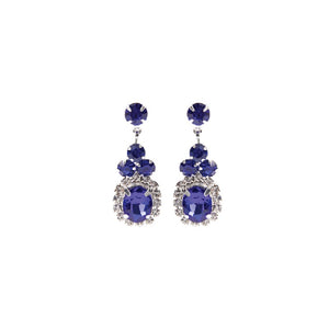 SILVER EARRINGS CLEAR BLUE STONES ( 28228 SAS )