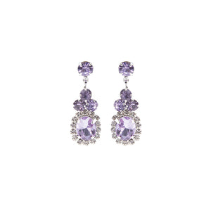 SILVER EARRINGS CLEAR VIOLET STONES ( 28228 VIS )