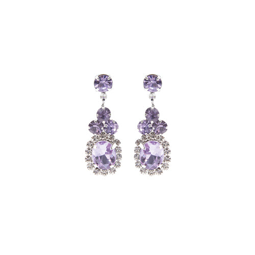 SILVER EARRINGS CLEAR VIOLET STONES ( 28228 VIS )