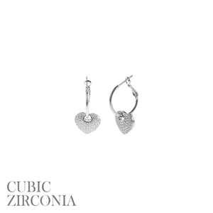 PUFFY HEART CZ STONE EARRINGS ( 28251 VCRR )