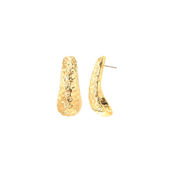 GOLD HAMMERED METAL EARRINGS ( 28327 G )