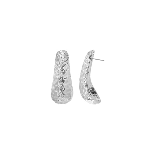 SILVER HAMMERED METAL EARRINGS ( 28327 R )