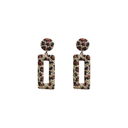 LEOPARD PRINT RECTANGLE EARRINGS ( 28363 STOMG )