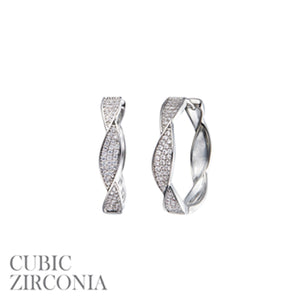 CZ STONE HOOP EARRINGS ( 28489 CRR )