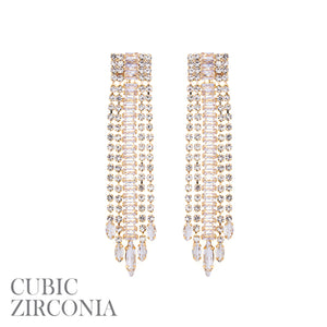 GOLD CLEAR CZ EARRINGS ( 28512 CRG )