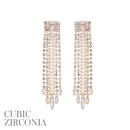 GOLD CLEAR CZ EARRINGS ( 28512 CRG )