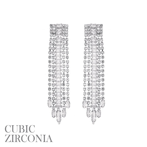 SILVER CLEAR CZ EARRINGS ( 28512 CRS )