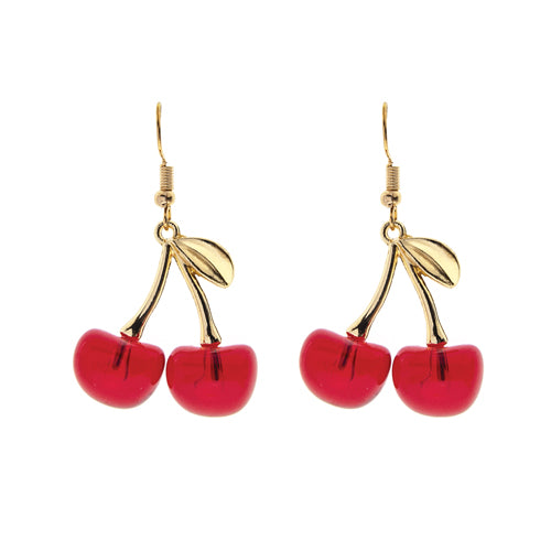 DANGLING GOLD CHERRY EARRINGS ( 28990 LSIG )