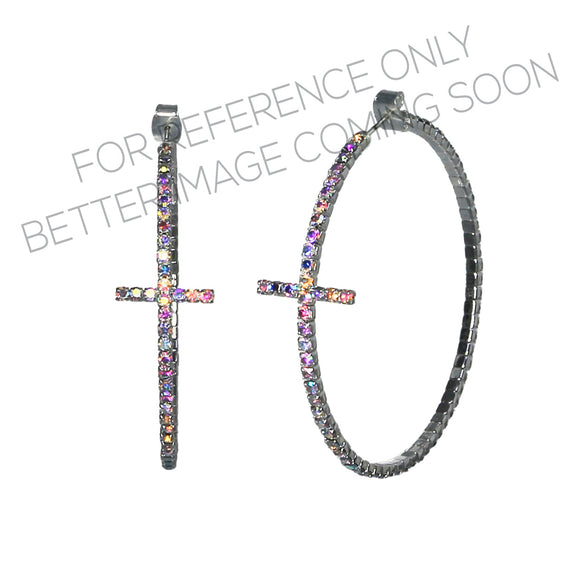 50mm CROSS HOOP EARRINGS ( 28914 50ABS )