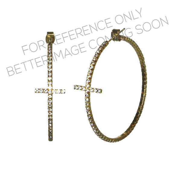 50mm CROSS HOOP EARRINGS ( 28914 50CRG )