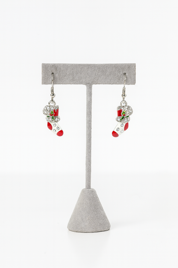 DANGLING STOCKING FISH HOOK EARRINGS ( 348 )