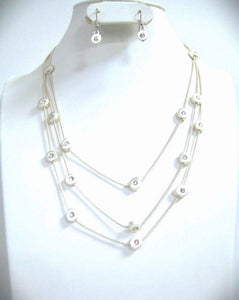 SILVER NECKLACE SET CLEAR STONES ( 4814 S )