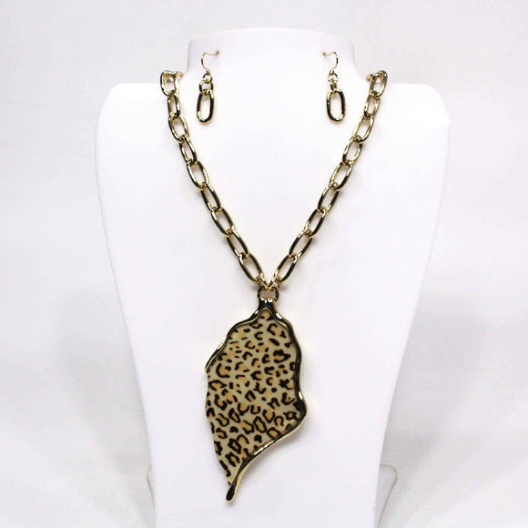 GOLD LEOPARD PRINT NECKLACE SET ( 5199 GLEOP )