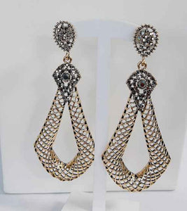 GOLD EARRINGS CLEAR STONES ( 3251 AGHM )