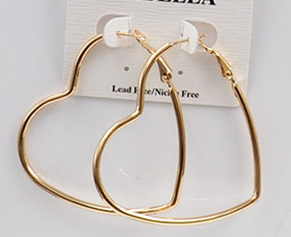 GOLD HEART HOOP EARRINGS MEDIUM ( 2413 GM )