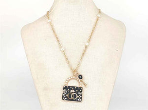 GOLD NECKLACE SET PURSE CHARM ( 1860 GDBK )