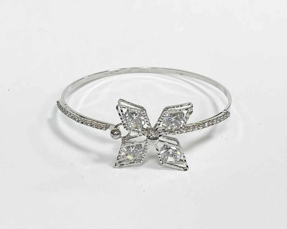 SILVER BANGLE CLEAR STONES ( 678 SCL )